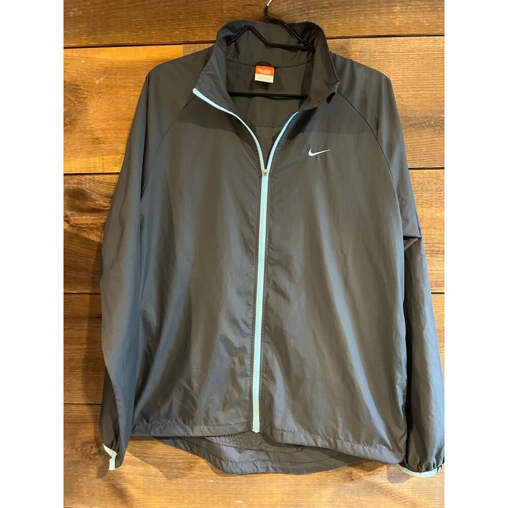 Nike Athletic Dept Packable Gray Windbreaker Full Zip Jacket Womans Size Med